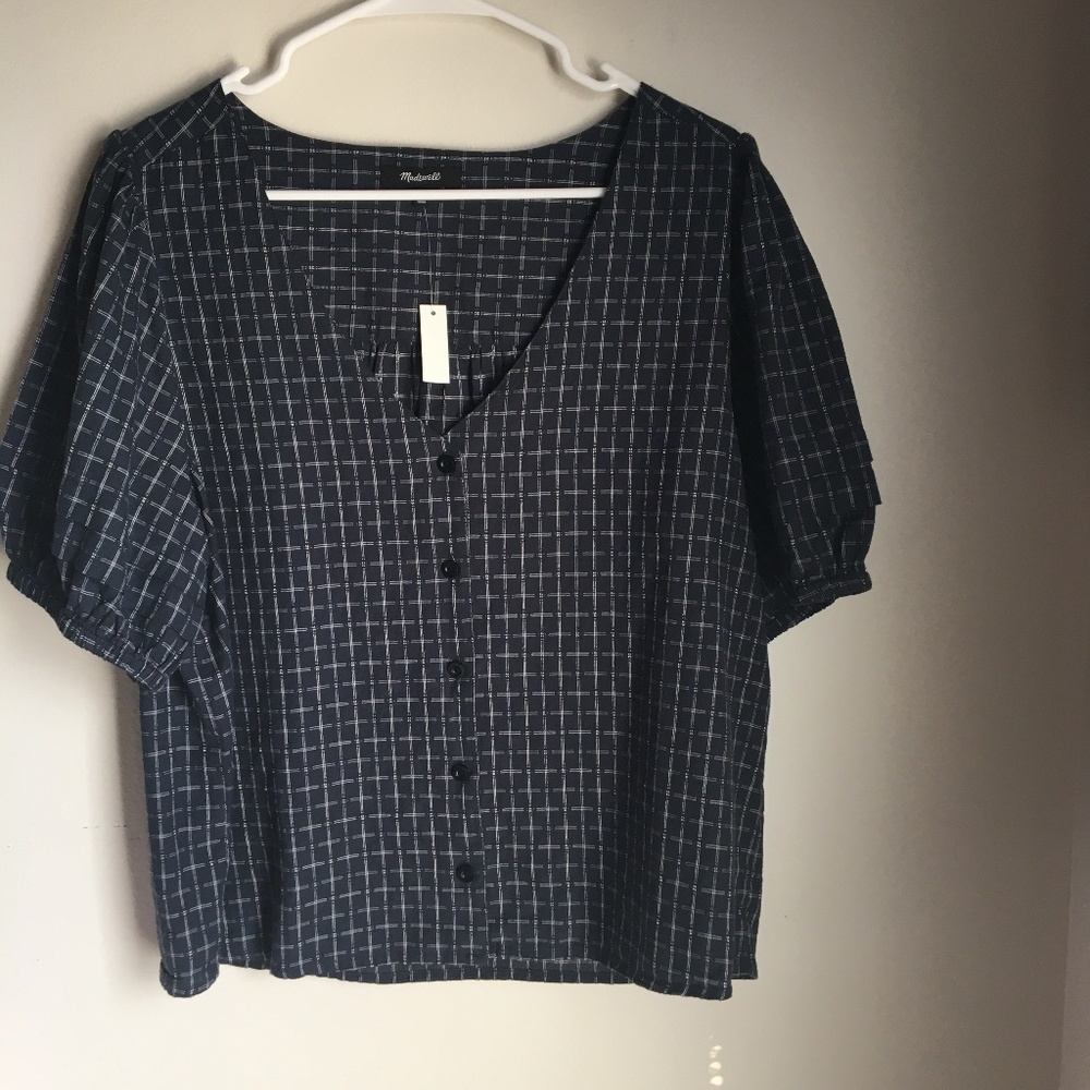 Madewell Puff Sleeve Button up Shirt Size Large New With Tag